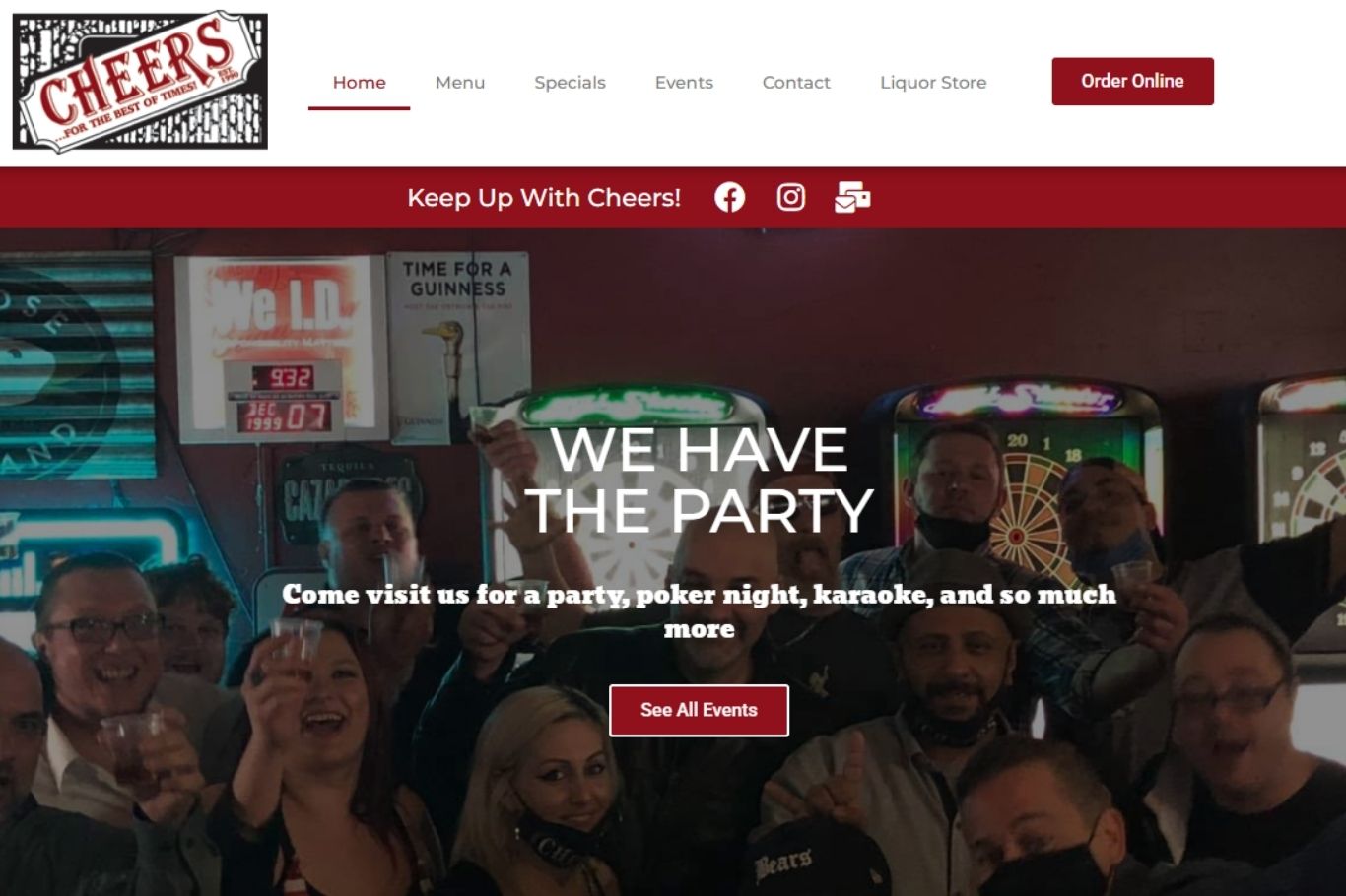 Homepage Tech and Mech built for Cheers Sports Bar
