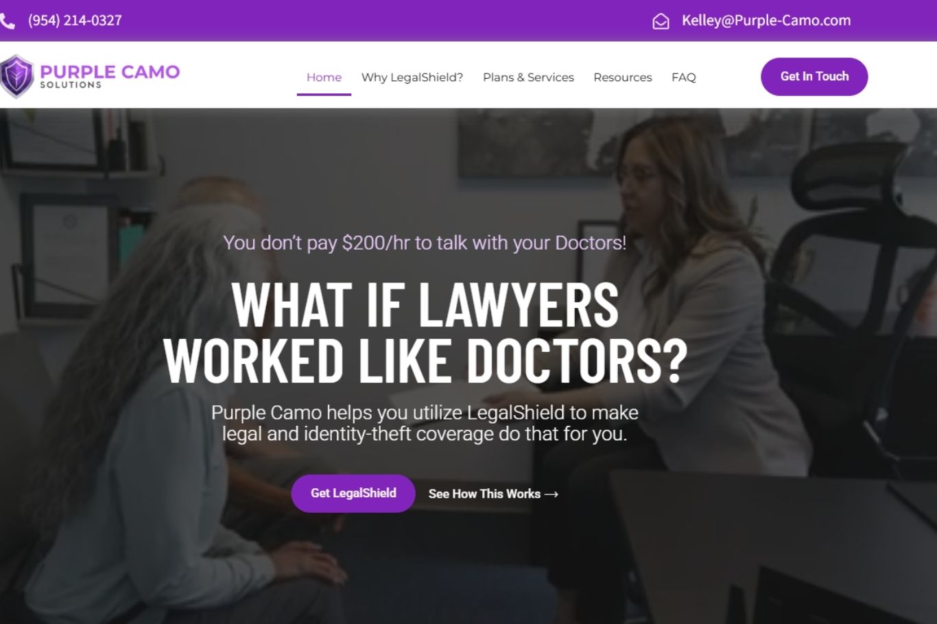 Homepage Tech and Mech built for Purple Camo Solutions