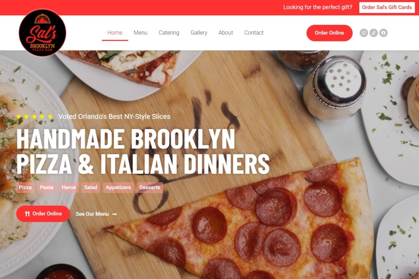 Homepage Tech and Mech built for Sal's Pizza Bar